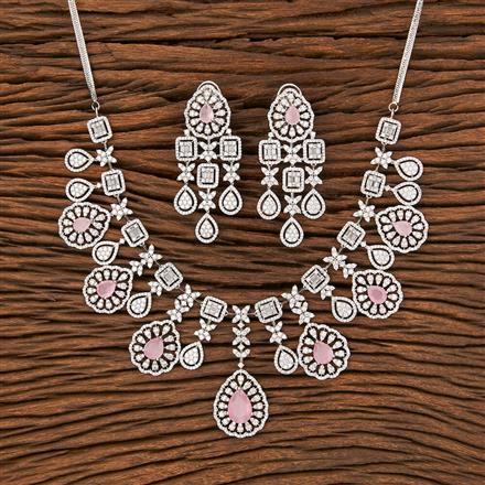 Cubic Zirconia Cz Necklace With Rhodium Plating