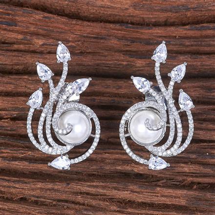 Cubic Zirconia Pearl Earring With Gold Plating