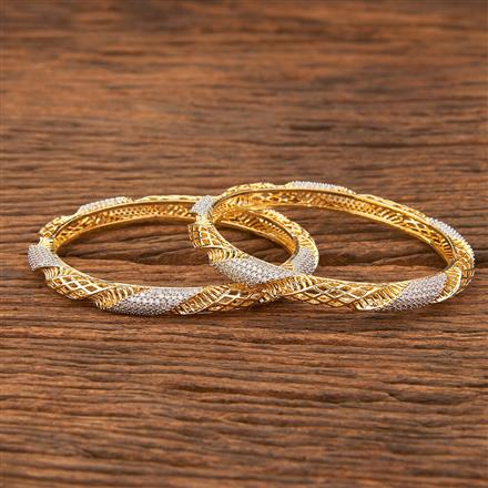 Cubic Zirconia Delicate Bangles With 2 Tone Plating