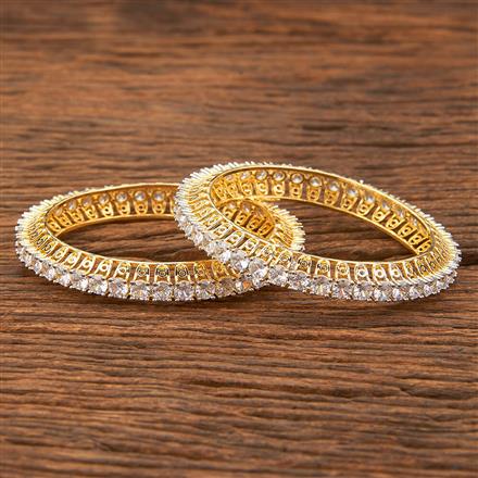 Cubic Zirconia Delicate Bangles With 2 Tone Plating
