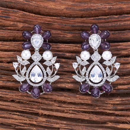 Cubic Zirconia Classic Earring With Rhodium Plating