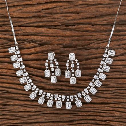 Cubic Zirconia Classic Necklace With Rhodium Plating