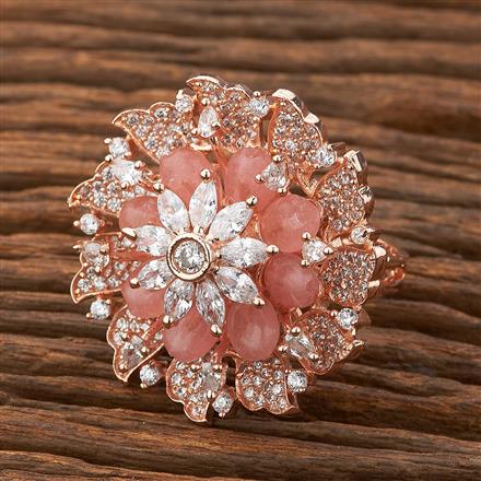 Cubic Zirconia Classic Ring With Rose Gold Plating