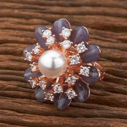 Cubic Zirconia Moti Ring With Rose Gold Plating