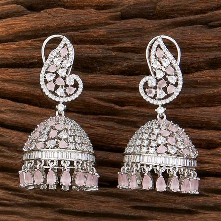 Cubic Zirconia Classic Jhumki With Rhodium Plating