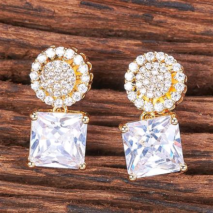 Cubic Zirconia Short Earring With Gold Plating