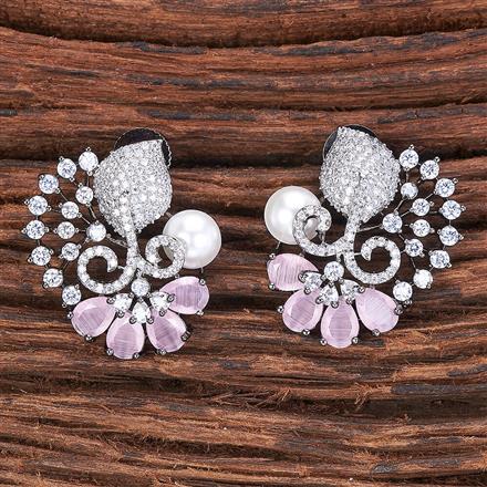 Cubic Zirconia Short Earring With Black Plating