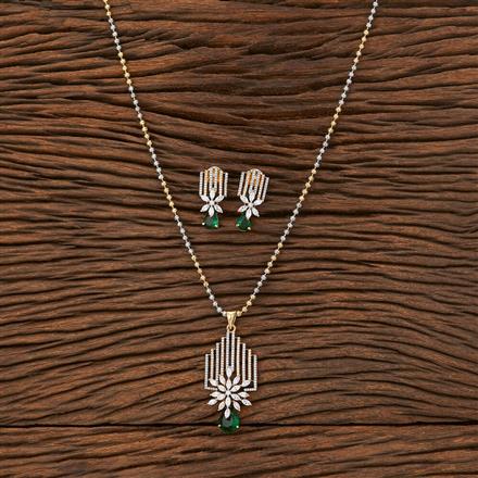 Cubic Zirconia Classic Pendant Set With 2 Tone Plating