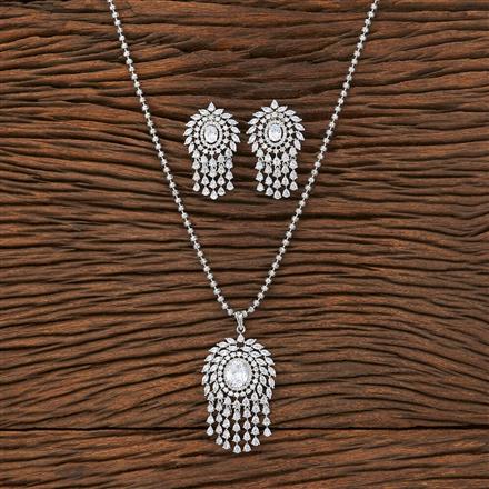Cubic Zirconia Classic Pendant Set With Rhodium Plating