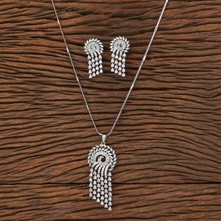 Cubic Zirconia Classic Pendant Set With Rhodium Plating