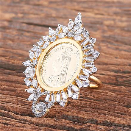 American Diamond Classic Ring With 2 Tone Plating