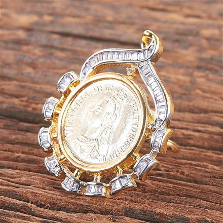 American Diamond Classic Ring With 2 Tone Plating