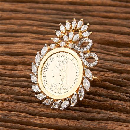 American Diamond Adjustable Ring With 2 Tone Plating