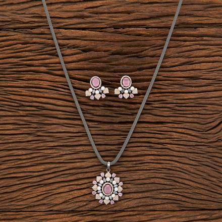 Cz Pearl Pendant Set With Black Plating