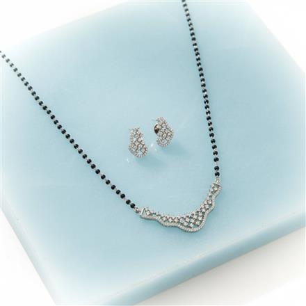 Cz Tanmaniya Mangalsutra With Rhodium Plating