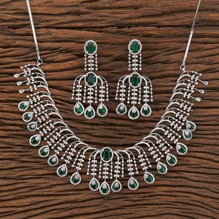 Cz Classic Necklace With Rhodium Plating