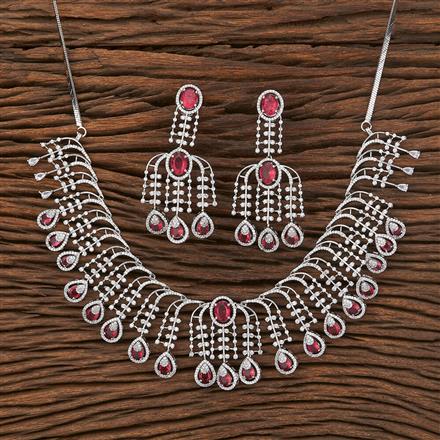 Cz Classic Necklace With Rhodium Plating