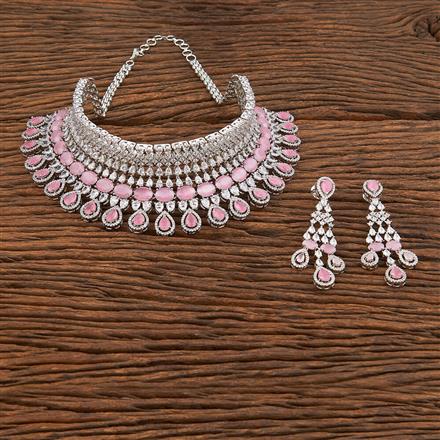 Cz Necklace With Rhodium Plating