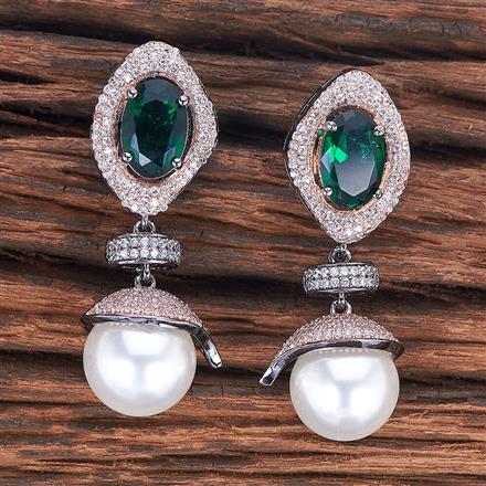 Cz Jhumki With Black Rose Plating