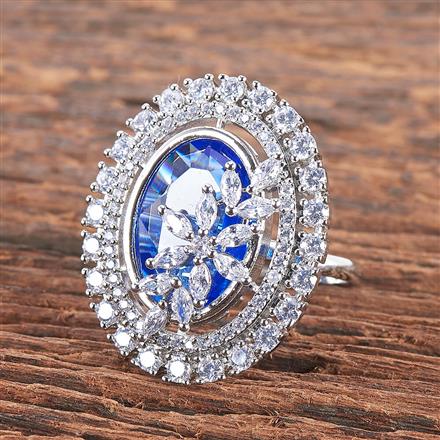 Cz Ring With Rhodium Plating