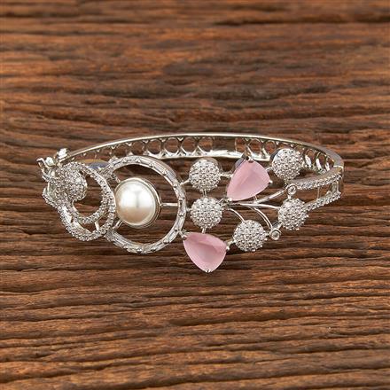 Cz Pearl Kada With Rhodium Plating