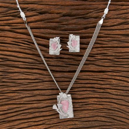 Cz Classic Pendant Set With Rhodium Plating