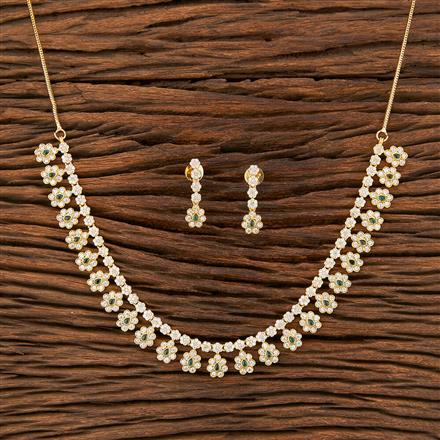 Cz South Indian Necklace With Gold Plating