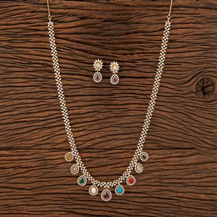 Cz South Indian Necklace With Gold Plating