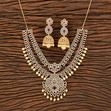 Cz 2 Line Necklace With Gold Plating