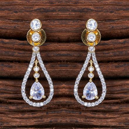Cz Short Earring With 2 Tone Plating