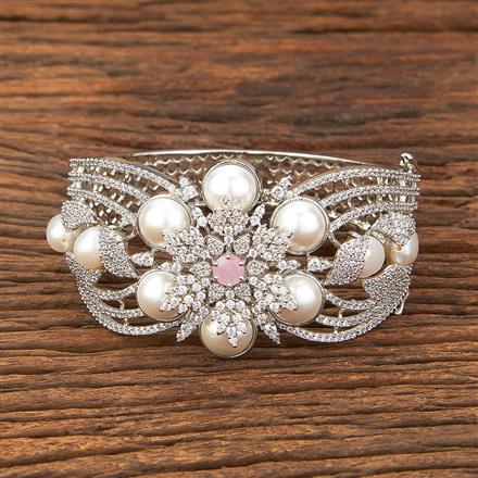 Cz Broad Kada With Rhodium Plating