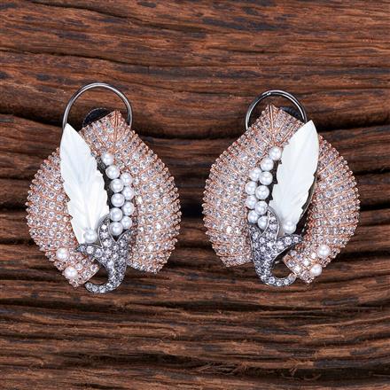 Cz Pearl Earring With Black Rose Plating