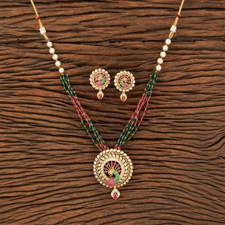 Cz Mala Pendant Set With Gold Plating
