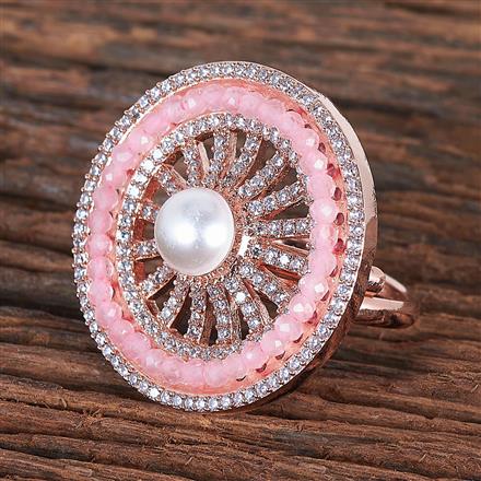 Cz Classic Ring With Rose Gold Plating