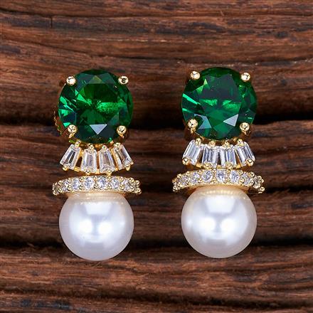 Cz Short Earring With Gold Plating