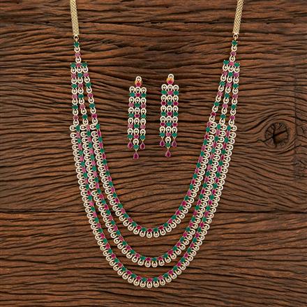 Cz 3 Line Necklace With Gold Plating