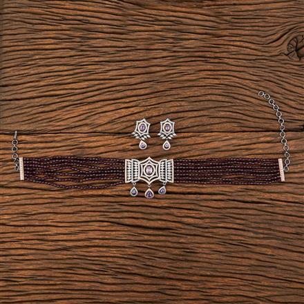 Cz Bandhai Necklace With Black Rose Plating