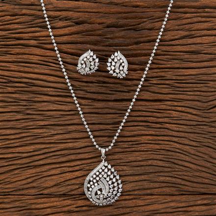 Cz Delicate Pendant Set With Rhodium Plating
