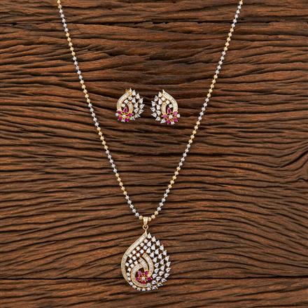 Cz Delicate Pendant Set With 2 Tone Plating