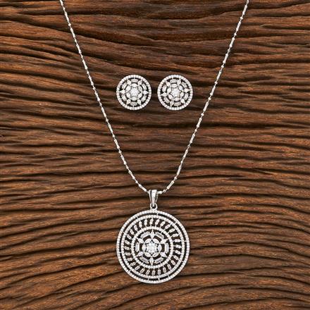 Cubic Zirconia Classic Pendant Set With Rhodium Plating
