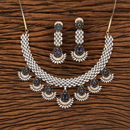 Cubic Zirconia Stiff Necklace With 2 Tone Plating