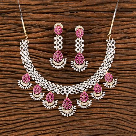 Cubic Zirconia Stiff Necklace With 2 Tone Plating