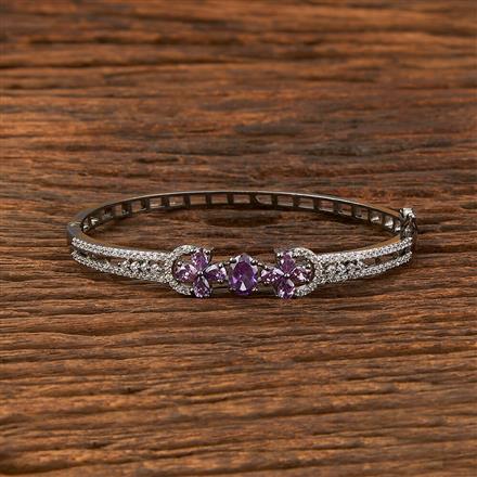 Cubic Zirconia Delicate Kada With Black Plating