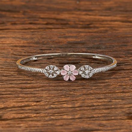 Cubic Zirconia Delicate Kada With Rhodium Plating