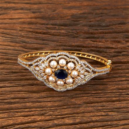 Cubic Zirconia Pearl Kada With 2 Tone Plating Plating