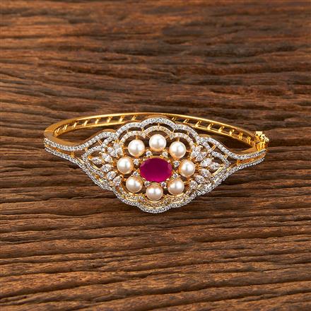 Cubic Zirconia Pearl Kada With 2 Tone Plating Plating