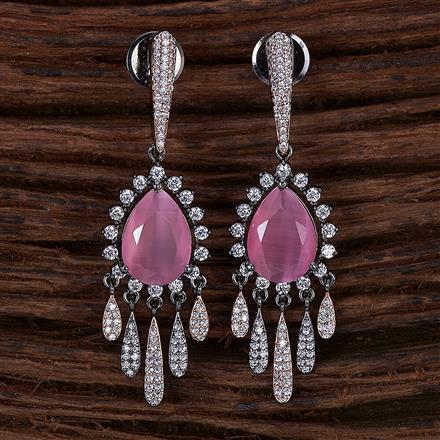 Cubic Zirconia Short Earring With Black Rose Plating