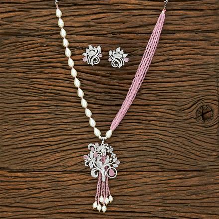 Cubic Zirconia Peacock Necklace With Rhodium Plating