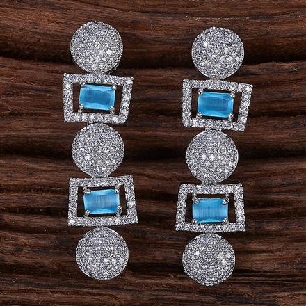 Cubic Zirconia Short Earring With Rhodium Plating