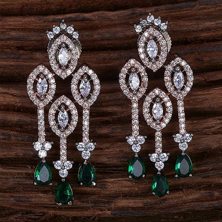 Cubic Zirconia Short Earring With Black Rose Plating